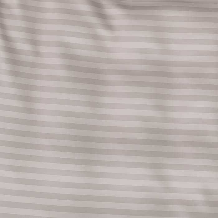 Handmade Luxurious Premium Striped Satin Cotton Fitted Sheet | Mushroom