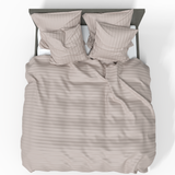 Handmade Luxurious Premium Striped Satin Cotton Duvet Cover | Mushroom