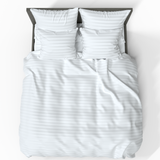 Håndlavet luksuriøst Premium stribet satin bomuld dynebetræk | White
