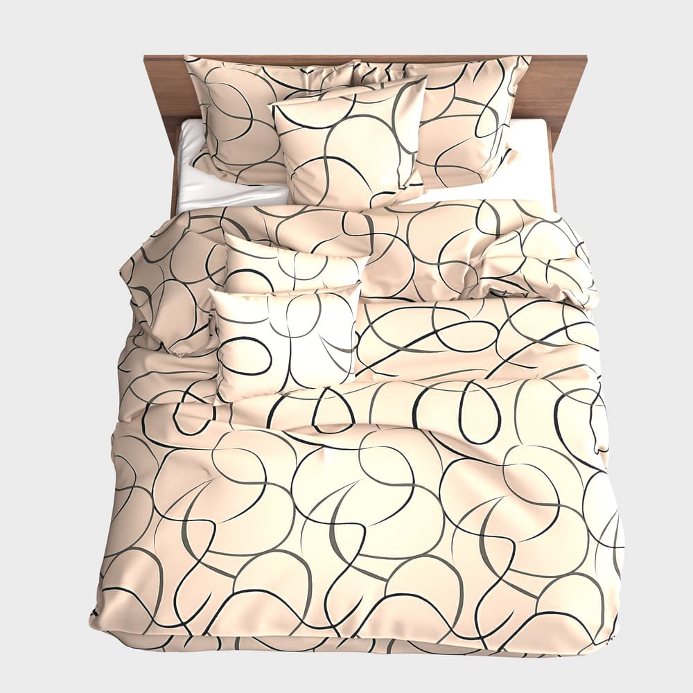 Syet sengesæt i lærredsstof | Tangle - Syet